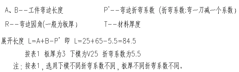 折弯一刀展开图计算公式<